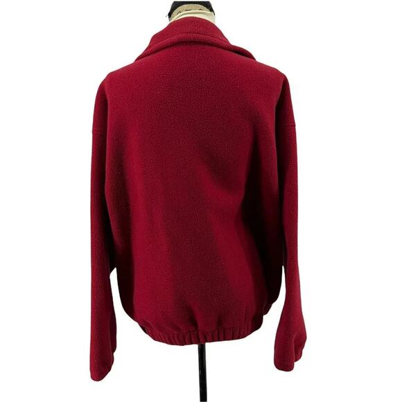 Vintage 90s Eddie Bauer EbTek Mens Large Spell Out Full Zip Fleece Jacket Red - Picture 4 of 13
